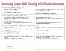 Developing Deeper Math Thinking with Effective Questions Developing Deeper Math Thinking with Effective Questions