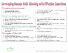 Developing Deeper Math Thinking with Effective Questions Developing Deeper Math Thinking with Effective Questions