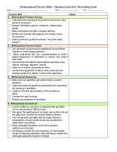 Math Process Record Form Math Process Record Form