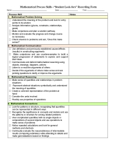 Math Process Record Form Math Process Record Form