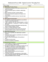 Math Process Record Form